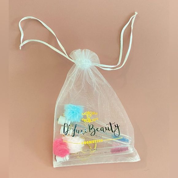 3pcs Tube Eyelash Brush/Spoolie with Furball & Gold Keychain | Mascara Wand - Picture 4 of 6